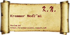 Kremmer Noémi névjegykártya